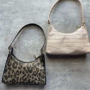 2 Shoulder bags - Cream / Leopard print